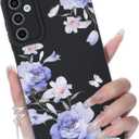 2 x for Samsung Galaxy A13 5G/A04S Phone Case, Fashion Flower Pattern Design Girls Women Liquid Silicone Cover, Slim Shockproof and Scratch-Resistant Soft Case for Samsung A13 - Black