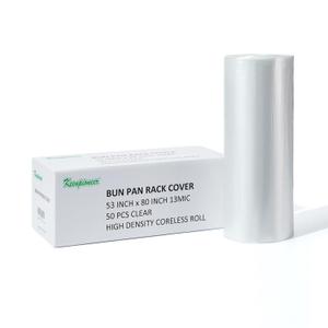 Keenpioneer Disposable Bun Pan Rack Cover Rolls, 53x 80 Inch, Clear (Case of 50)