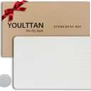 Stone Bath Mat 24"x16" - Diatomaceous Earth Shower Mat, Quick Dry, Anti-Slip, Modern Design with Bonus Non-Slip Pad - Perfect for Home Safety and Style, White, Semicircle