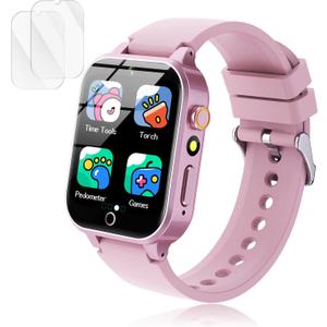 Luyiilo Kids Games Watch, with 26 Puzzle Games, Touch Screen, HD Camera, Alarm Clock, Toys for Ages 4-12 Years Old Birthday Gift for Boys Girls (Pink)