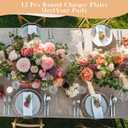 Hoolerry 12 Pack Clear Charger Plates Bulk 13 Inch Plastic Round Beaded Dinner Chargers Acrylic Frosted Grain Decorative Service Plates for Wedding Party Event, Home and Kitchen Tabletop (Transparent)