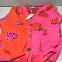 ECOWISH Women Floral Cropped Cardigan: Fall Long Sleeve Open Front Fuzzy Daisy Print Knit Sweaters Casual Y2k Outerwear L