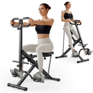 UMAY Squat Machine for Home, Foldable Exercise Equipment, Squat Rowing Machine with 3 High-Strength Resistance Band