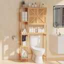 Over-the-Toilet Storage Cabinet with Shelves for Small Bathrooms, Natural, 31.7" x 9.6" x 66.3"