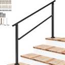 VIVOSUN Outdoor Handrail, 4 Step Stair Handrail, 54" x 36" Fits 1 to 4 Steps, Wrought Mattle Iron Handrail for Concrete Steps, Porch Steps, One-Step Assembly, Black