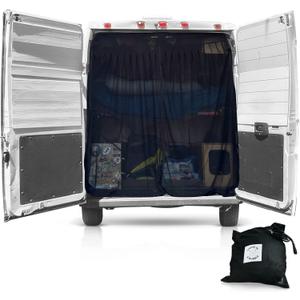 Living in a Bubble Van Bug Screen for RAM Promaster High Roof and Other Campervans, Universal Size Rear Door Flyscreen Mosquito Net, Center Zipper Closure