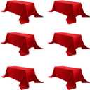90 x 132 Inch Rectangular Polyester Tablecloth, Red Washable Table Cloth for 6 Foot Table - Perfect for Wedding, Party, Restaurant, Banquet Decoration (6 Pack)