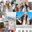 Women Beanie Hat Scarf Gloves Socks Winter Set, Warm Fleece Lined Hat Knit Scarf Touchscreen Gloves Socks 4 Gift Set (Gray)