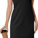 Women Business Sheath Midi Dress, 2025 Summer Sleeveless A-line Slimming Work Pencil Skirt (Black, L)