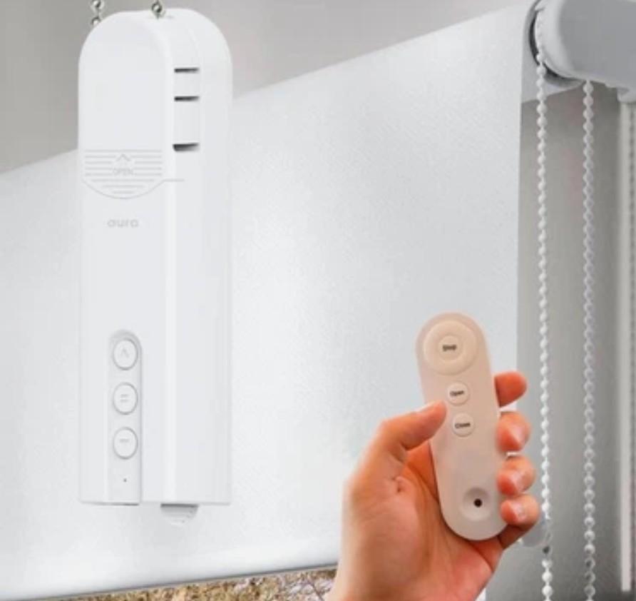 Aura Roller Smart Shade Driver, Remote Control & WiFi Dongle | Automate Existing Blinds | Beaded Window Shade Compatible Up to 4x5ft | Rechargeable Battery | Set Schedules | Hands Free Voice Control