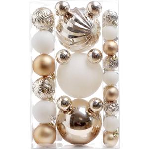 Christmas Ball Ornaments for Xmas Decorations,50 pcs Christmas Extra Large Tree Shatterproof Ornaments-Champagne (Combo of 5 Styles in 3 Sizes)