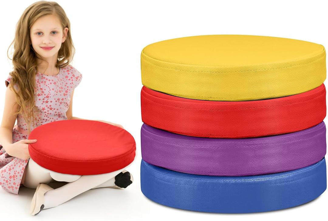 Juexica 4 Pcs Extra Thick Flexible Seating Floor Cushions Assorted Colored Pillow Floor Cushions for Classroom Soft Flexible Seating for Kids Learning Sitting Daycare School Chair (Bright Colors), 13.8 x 13.8 x 2 inches