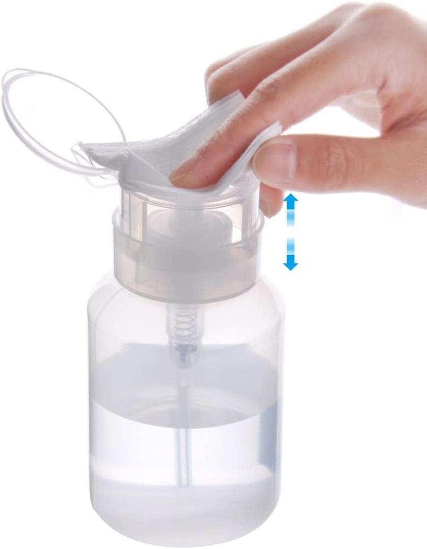 Biutee Cleaner Bottle Clear Bottle 1 PCS Push Down Empty Lockable Pump Dispenser Bottle for Nail Polish and Makeup Remover 200ml (1 PCS)