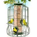 Squirrel Proof Bird Feeder for Outdoors Hanging (Metal Green) | 4 Ports, Chew-Proof & Weather Resistant Backyard Bird Feeder Gift, Garden Yard Decoration (10.25 x 6.25 x 6.25 in), Was used