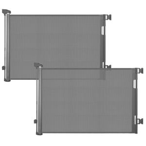 2-Pack Retractable Baby Gate for Stairs-33Height, Expands up to 55Width-Safety Gate for Infants, Toddlers, Dogs & Pets-Easy Install, Secure Closure, Gray Mesh Design for Indoor & Outdoor Use