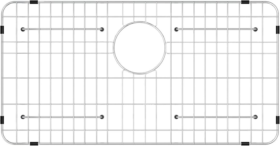 Stainless Steel Sink Grid and Protectors for Bottom of Kitchen Sink26" x 14" Inches with Rear Drain
