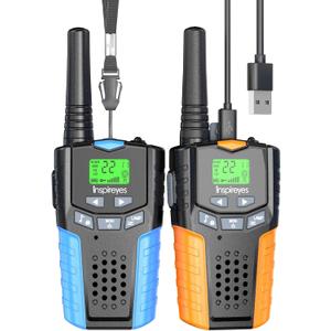 Inspireyes Walkie Talkies for Kids, Rechargeable Long Range 2 Pack, Kids Toys for Boys Girls Ages 3-12, 2 Way Radio Toy, Outdoor Adventure Toys, Camping Hiking Gear, Birthday Gifts for Kids