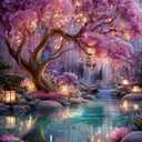 Diamond Paintings Kits for Beginners,Full Round Drill Diamond Arts Kits for Adults,Glowing Dream Forest Paint by Diamond,5D DIY Diamond Painting Dot Gem Art, for Home Wall Decor 13.8x13.8 Inch