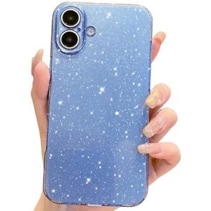 OWLSTAR for iPhone 16 Plus Case 6.7 inch, Cute Glitter Bling Thin Slim Cover, Shockproof Sparkly Shiny Soft Silicone Phone Case for Women Girls (Sierra Blue), Pack of 4