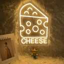 Cheese Neon Signs For Wall Decor LED Lights for Dessert Cheese Shops Bakery Restaurant Birthday Party Gift Art Wall Decorative Yellow Neon Sign Suitable Kitchen Food Shape Light Up Sign