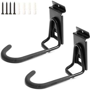Slatwall Bike Hooks, Heavy Duty Bicycle Hangr with PVC Coating, Wall Mount Vertical Bicycle Storage Rack (2 Pack, Black)