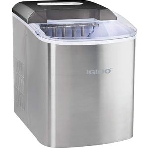 Igloo ICEB26SS Automatic Portable Electric Countertop Ice Maker Machine, 26 Pounds in 24 Hours, 9 Ice Cubes Ready in 7 minutes, With Ice Scoop and Basket, Perfect for Water Bottles, Stainless Steel