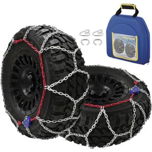 SCITOO Snow Chains for Car Pickup Trucks SUV,Universal Emergency Tire Traction Chain,Anti-Skid Thickening Tire Chains Width 235 245 255 265 275mm(15" 16" 17" 18" 19" 20")- Set of 2