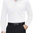 J.VER Men's Dress Shirts Stretch Stain Shield Long Sleeve Solid Formal Shirt Business Casual Button Down Shirts, Size M
