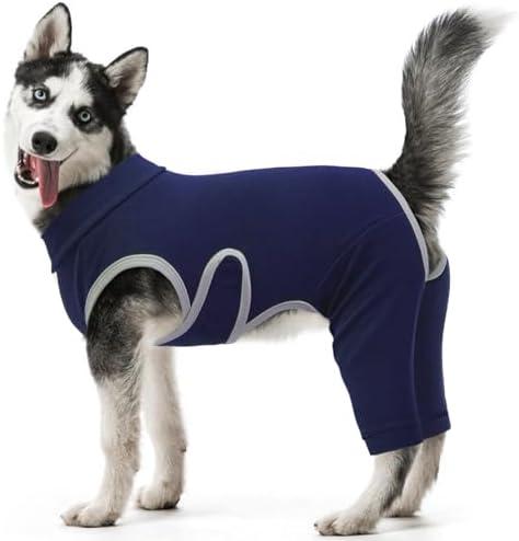 Kuoser Dog Surgery Recovery Suit, Professional Dog Surgical Suit for Back Legs, Soft Dogs Recovery Sleeve to Prevent Licking Biting Wounds, Dogs Onesie After Surgery Elbow Protector, Blue, Size: XL