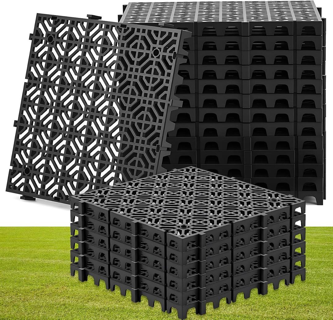 20 Pcs Ground Protection Mats, Interlocking Black 15.7 x 15.7 in