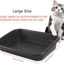 Extra Large Litter Box with High Sides 23.23" Lx16.54 Wx4.33 H, ABS Low Entry Senior Litter Pen Jumbo Pet Safe Litter Boxes Tray for Kittens to Senior Cat, Elderly and Fat Cat (Black)