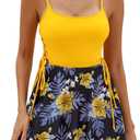 One Piece Swimsuit Women Tummy Control Bathing Suit Floral Modest Swim Suits Dress with Skirt 2025 Teens Tankini (X-Large)