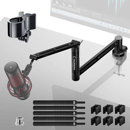 CACENCAN M05 Boom Arm, 360° Rotatable Microphone Stand with Desk Mount, Foldable Desk Mic Arm with 3/8'' to 5/8'' Screw Adapter, Microphone Arm for Live Streaming, Gaming, Podcasting, Radio