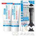 8Oz Clear Waterproof Caulk & Seal Silicone Sealant, Wadities Tile Grout Repair Kit with Grout Remove Scraper, Shrink & Crack Proof for Bathroom, Shower, Kitchen, Floor (4Oz, Pack of 2)