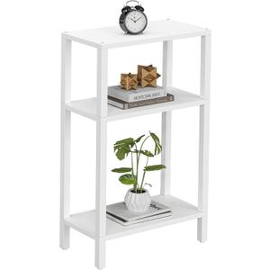 TUTOTAK Small Side Table, Narrow End Table, Skinny Sofa Table, Slim Nightstand, Couch Table, Living Room, Bed Room, White TB01BW077 (3-Tier7.9"D x 15.8"W x 26"H)