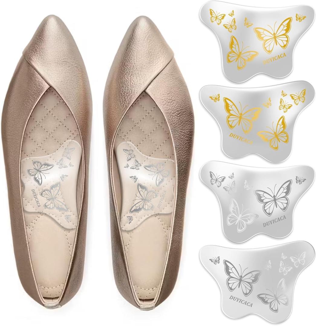 Plantar Fasciitis Relief Arch Support Insert: Soft Gel Arch Pad Adhesive Shoe Insole for Flat Feet & High Arch Support Cushions for Heels, Flats & Sandals 0.53" (Clear)