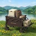 Whitsunday 400L Collapsible Wagon with Tailgate, Folding Heavy Duty Wagon with All-Terrain Big Wheels for Camping,Garden,Beach Max Size Brown