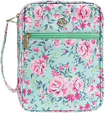 G-LEAF Bible Cover Case/Book Cover, Bible Case for Women Girls, Bible Cover Bags Floral Pattern With Handle Fits for Standard Size Bible, 9.5x6.7x2.5 In