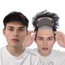 AYunhe Men's Partial Wig Thick Real Human Hair Toupee with PU Around With Tape Replacement System Prosthetic Hair Wig Male Hairpieces For Men Baldness (Lace Base 18 * 20cm)