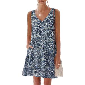 nclook Womens 2025 Summer Casual Dress Sweet Cute V Neck Sleeveless Mini Dresses with Pockets (XXL)