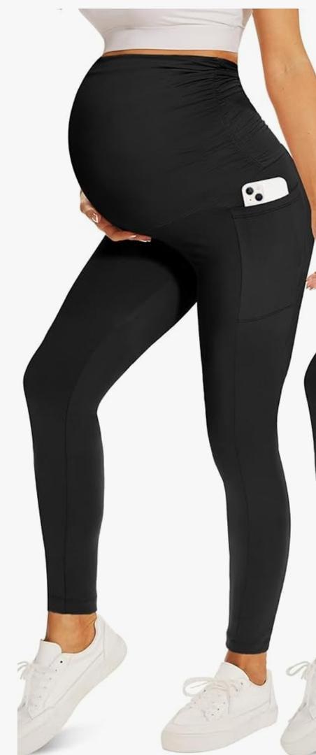 Fotociti 2/3/4 Pack Maternity Leggings With Pockets Over The Belly,Womens Pregnancy Workout Yoga Active Soft Tights Pants
L