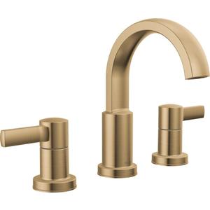 Delta Albion Brushed Gold Bathroom Faucet 3 Hole, 8 Inch Widespread Bathroom Sink Faucet for Vanity, Metal Push-Pop Drain Assembly, Champagne Bronze 35855LF-CZ