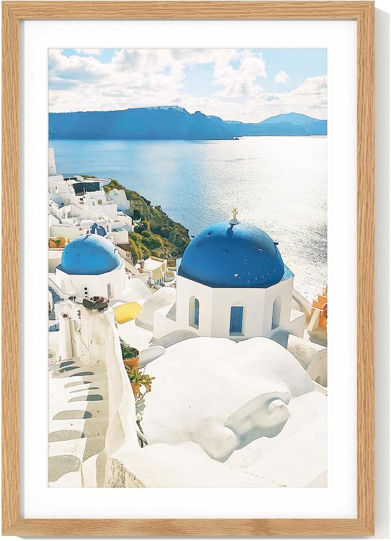 Axeman 13x19 Poster Frame | Solid Oak Wood 13x19 Picture Frame With Mat for 11x17 | 13''x19'' Wood Frame | Tempered Glass and Hanging Hardware Included Home Wall Decor Hanging Frame | Natural, 13x19 Real Glass