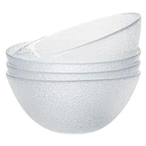 Vikko Soup Bowls, 6.5 Inch Salad Bowls, Glass Soup Bowls, Elegant Textured Glass Bowls, Set of 4, Dishwasher Safe