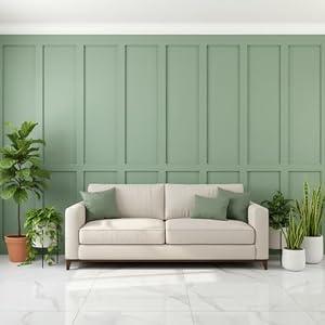 Weysat 1 Set 118.11 x 96.06 Inch Mdf Board and Batten Wall Panel Kit Premade Wainscoting Panels Decorative Wall Molding Trim Slats Paintable Accent Kit for DIY Home Bedroom Living Room Decor