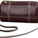 GIVLEFLY Genuine Leather Womens Crossbody Bag - Elegant Small Shoulder Purse for Daily & Evening Use (Smooth Dark Red)