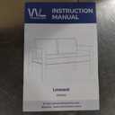 Wisteria Lane Patio Furniture Aluminum Loveseat, All-Weather Outdoor 2 Seats Sofa Couch, Black Metal Chair with Blue Cushions