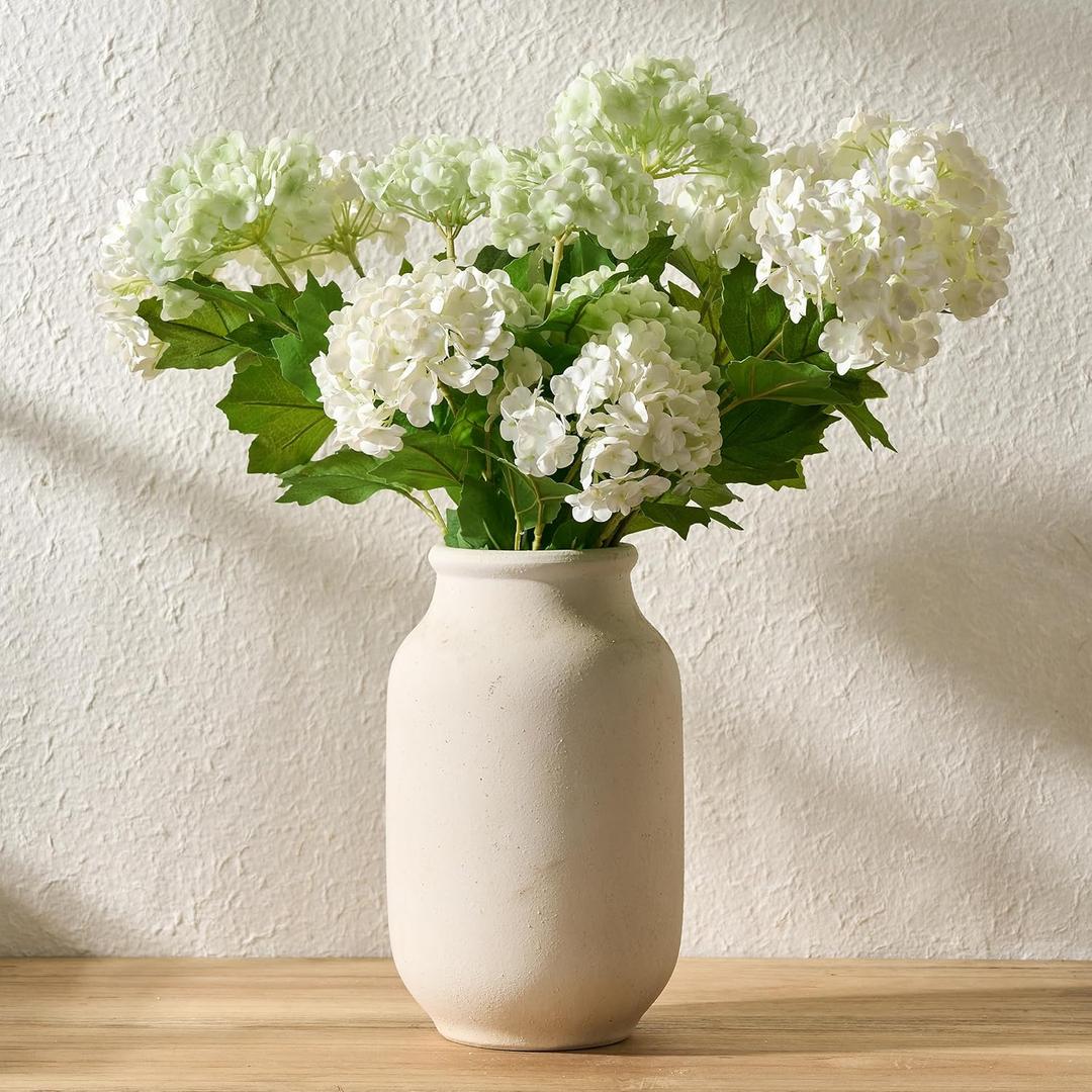SIDUCAL Rustic Farmhouse Flower Vase | 9.5 Inch Large Ceramic Vase | Pampas Grass | Modern Farmhouse for Home Decor, Table, Living Room Decoration, Shelf Decor, Mantel, White