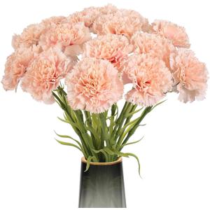 Light Pink Carnations Fake Flowers 15PCS Silk Carnations Artificial Flowers 20.47" Long Stems Faux Flowers Bulk for Wedding Bridal Bouquets, DIY Crafts, Home Party Garden Decor(Light Pink)
