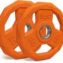 SPART Color Coded Weight Plate 2-Inch Rubber Coated Olympic Grip Plate for Barbell,Solid Cast Iron Weight Plates for Strength Training,Weightlifting,Crossfit,Home Gym, 10LB, Pair